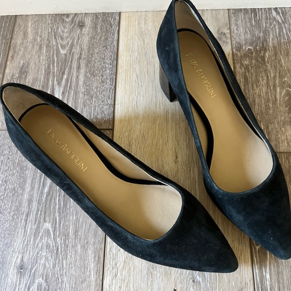 Enzo Angiolini Black Leather Block Heels Slip On Shoes Womens Size 7.5 M - Picture 6 of 8